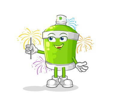 the spray paint with fireworks mascot. cartoon vecto