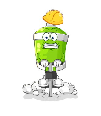 the spray paint drill the ground cartoon character vecto