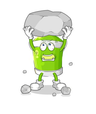 the spray paint lifting rock cartoon character vecto