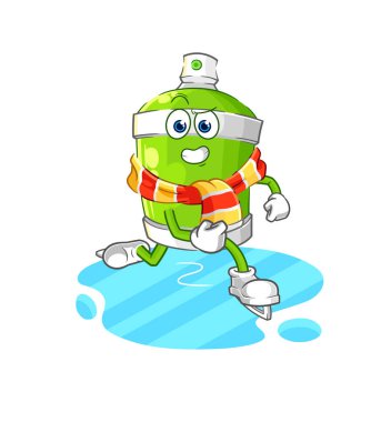 the spray paint ice skiing cartoon. character mascot vecto