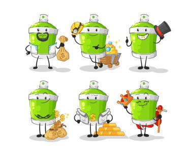the spray paint rich group character. cartoon mascot vecto