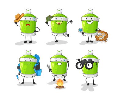 the spray paint adventure group character. cartoon mascot vecto