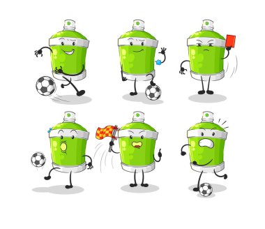 the spray paint football group character. cartoon mascot vecto