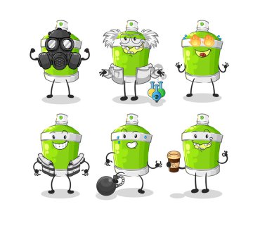 the spray paint villain group character. cartoon mascot vecto
