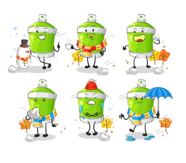 the spray paint in cold weather character mascot vecto