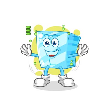 the glass full battery character. cartoon mascot vecto