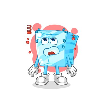 the glass low battery mascot. cartoon vecto