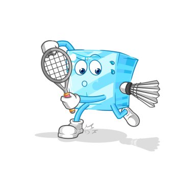 the glass playing badminton illustration. character vecto