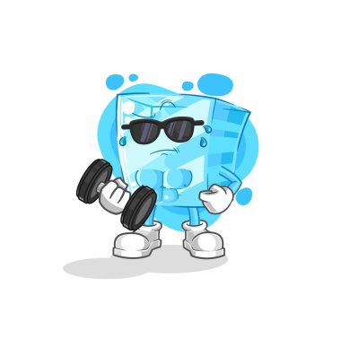 the glass lifting dumbbell vector. cartoon characte