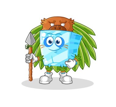 the glass tribal man mascot. cartoon vecto