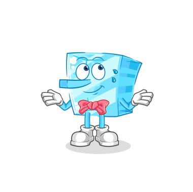 the glass lie like Pinocchio character. cartoon mascot vecto