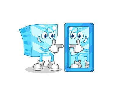 the glass looking into mirror cartoon. cartoon mascot vecto