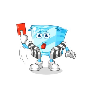 the glass referee with red card illustration. character vecto