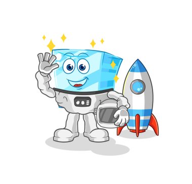 the glass astronaut waving character. cartoon mascot vecto