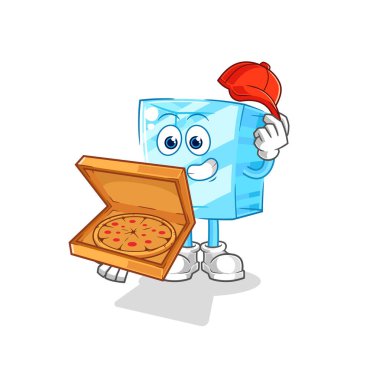 the glass pizza delivery boy vector. cartoon characte