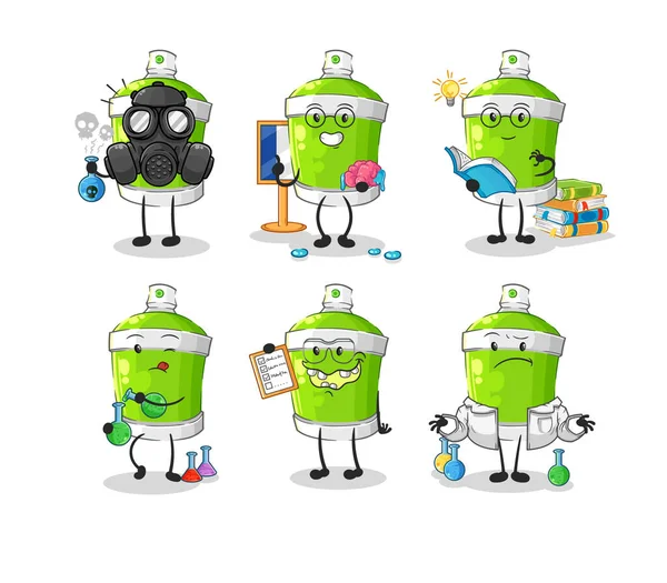 Spray Paint Scientist Group Character Cartoon Mascot Vecto — Stock Vector