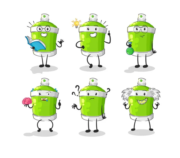Spray Paint Thinking Group Character Cartoon Mascot Vecto — Stock Vector