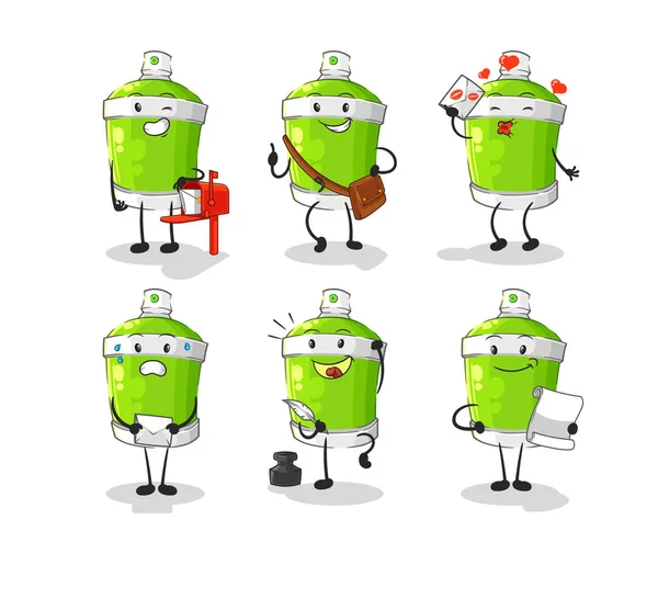 Spray Paint Postman Set Character Cartoon Mascot Vecto — Stock Vector