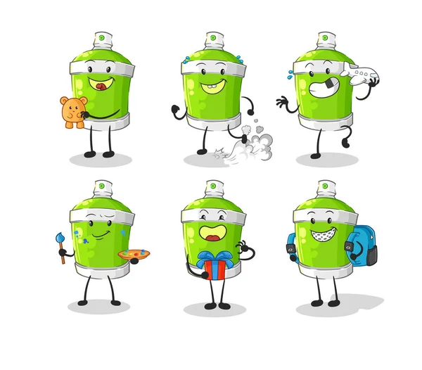 Spray Paint Children Group Character Cartoon Mascot Vecto — Stock Vector