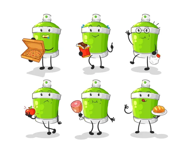 Spray Paint Food Set Character Cartoon Mascot Vecto — Stock Vector