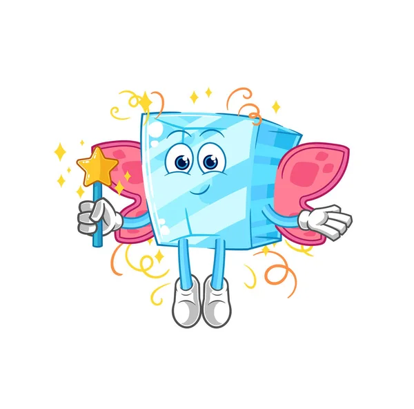 Glass Fairy Wings Stick Cartoon Mascot Vecto — Vector de stock