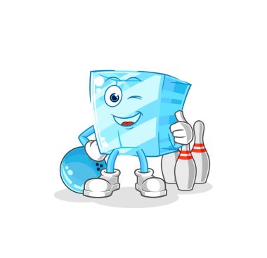 the glass play bowling illustration. character vecto