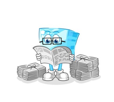 the glass read newspaper cartoon. character vecto