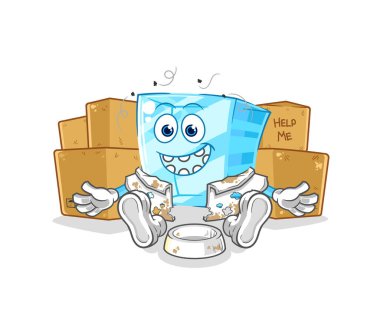 the glass homeless character. cartoon mascot vecto