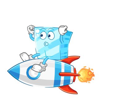 the glass ride a rocket cartoon mascot vecto