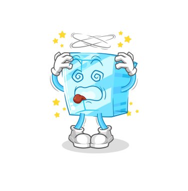 the glass dizzy head mascot. cartoon vecto