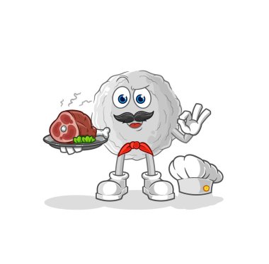 the rock chef with meat mascot. cartoon vecto