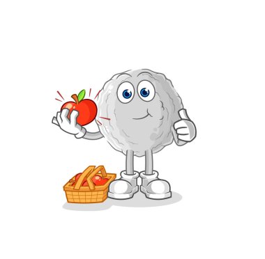 the rock eating an apple illustration. character vecto