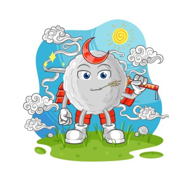 the rock samurai cartoon. cartoon mascot vecto