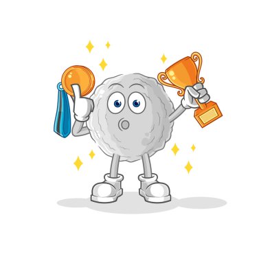 the rock winner with trophie. cartoon characte