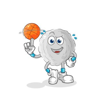 the rock playing basket ball mascot. cartoon vecto