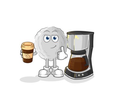the rock drinking coffee illustration. character vecto