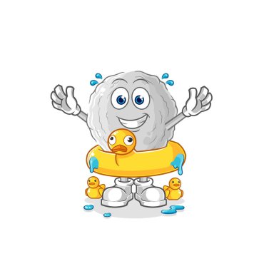 the rock with duck buoy cartoon. cartoon mascot vecto