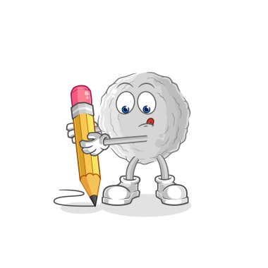 the rock write with pencil. cartoon mascot vecto