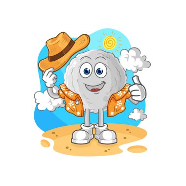 the rock go on vacation. cartoon mascot vecto