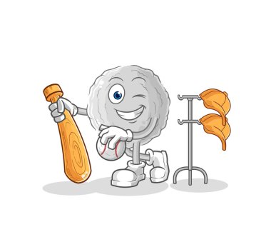 the rock playing baseball mascot. cartoon vecto