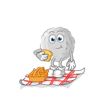 the rock on a picnic cartoon. cartoon mascot vecto