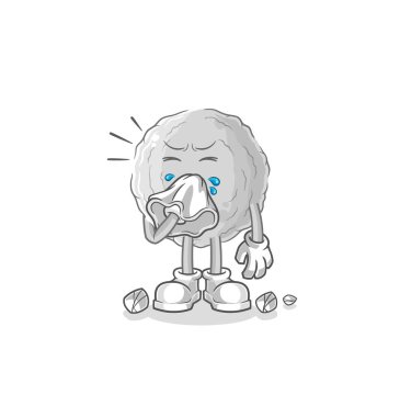 the rock blowing nose character. cartoon mascot vecto