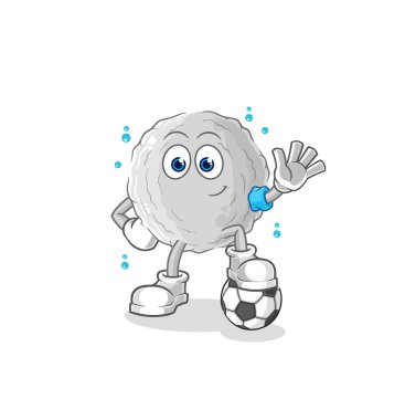the rock playing soccer illustration. character vecto