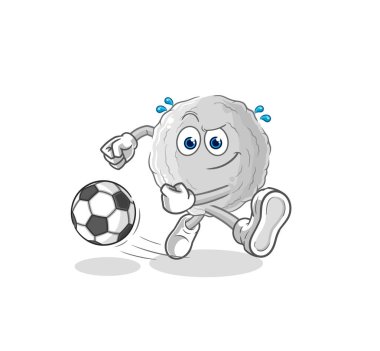 the rock kicking the ball cartoon. cartoon mascot vecto