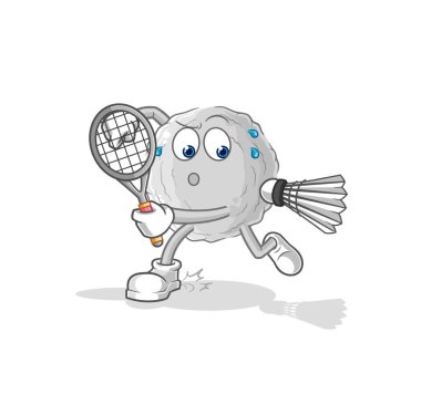 the rock playing badminton illustration. character vecto