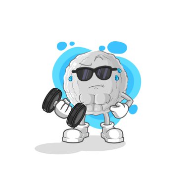 the rock lifting dumbbell vector. cartoon characte
