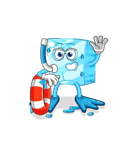 Glass Swimmer Buoy Mascot Cartoon Vecto — Stock Vector