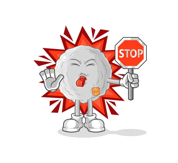 Rock Holding Stop Sign Cartoon Mascot Vecto — Stockový vektor