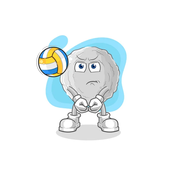 Rock Play Volleyball Mascot Cartoon Vecto — ストックベクタ