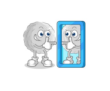 the rock looking into mirror cartoon. cartoon mascot vecto